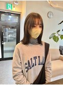 【顔周りレイヤーカット×オリーブベージュ】