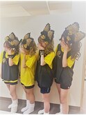 体育祭へアセット　コーンロウ+盛り髪