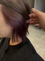 リレーション(Relation)&nbsp;ピンクブラウンインナーカラー小顔レイヤー丸みボブ20代30代40代