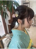 成人式前撮りヘアセット編みおろしドレスヘア 結婚式 お呼ばれ