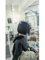ヘアリゾートエーアイ 浅草店(hair resort Ai)&nbsp;パッツンボブ/ネイビーカラー
