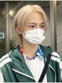 メンズハイトーンミルクティーカラーハンサムウルフカット
