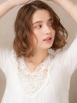 カバーヘア ブリス 戸田公園西口店(COVER HAIR bliss) シャンパンベージュかきあげボブプードルパーマX戸田公園20代