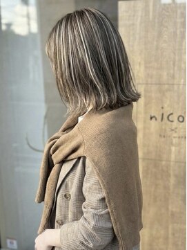 ニコリヘアワークス(nicori hair works) ボブ×ハイライト×シアーベージュ3