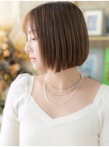 ★ブリーチなしダークアッシュブラウン切りっぱなしボブ30代★2