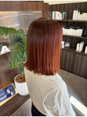 裾カラーベリーショートラベンダーグレージュレイヤーボブ
