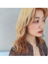 テクライズ 豊橋店(TECHRISE)&nbsp;☆ペールイエロー、ブロンド×オレンジベージュインナーカラー☆