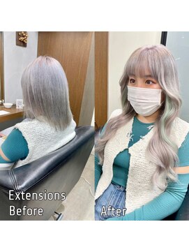 ディア(.eer) ホワイトアッシュ×シールエクステ/イヤリングカラーグリーン