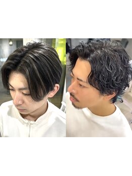 メンズに人気のパーマ・ハイライトはCREAにお任せください！再現性の高いスタイルで朝のセットも楽に♪