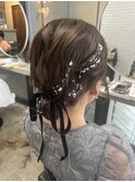 【安田汐里】ベロアリボン×銀箔×シニヨンの華やかヘアアレンジ
