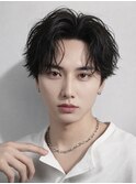 メンズセンターパートシャドウパーマカルマヘア韓国ツーブロック