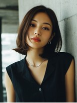 ロッソ 大橋店(Rosso) 長めバングの落ち着いたブラウンボブ【大橋】