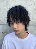 マッシュウルフ かき上げヘア コンマヘア スパイラルパーマ△