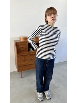 ムード カナザワ(mood kanazawa) ミルクベージュ×耳掛けボブ