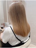 ハイライトカラー似合わせフェミニンロングメッシュアラフィフ