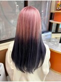 【ツートーンピンク×グレーグラデーション】 池袋美容室