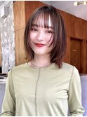レイヤーボブ /マロンベージュ/前髪ぱっつん/韓国/千葉/柏美容室