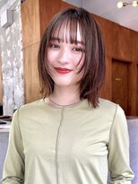 アペロ 柏(Apero)&nbsp;レイヤーボブ /マロンベージュ/前髪ぱっつん/韓国/千葉/柏美容室