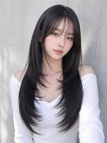 ユーフォリア 渋谷グランデ(Euphoria SHIBUYA GRANDE)&nbsp;ロングレイヤー韓国ヘア黒髪艶髪シースルーバング小顔カット