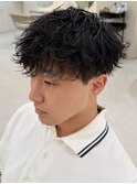 シャドウパーマメンズメッシュメンズパーマ波巻きパーマ韓国ヘア