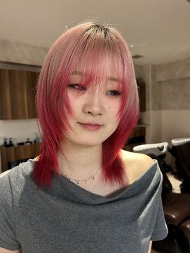 フェイス 石川町 (FACE) ブリーチカラーで楽しむ♪ピンクからレッドへ繋がるルーツカラー