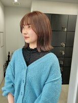 ヘアー アイス 御器所本店(HAIR ICI) 20代30代ナチュラルブリーチなしオレンジ大人ボブ肩ライン