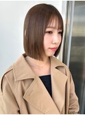 縮毛矯正 ベージュカラー ボブ 切りっぱなしボブ ブリーチなし