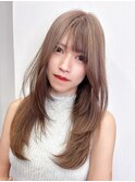 ロングレイヤー レイヤーカット ロングウルフ 顔周りカット