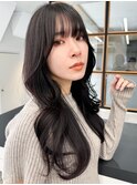 【艶感シースルーバング】韓国レイヤー大人可愛いウェーブ巻き髪