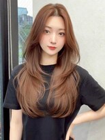 スターズ 柏(STARS)&nbsp;マロンベージュ 顔周りレイヤー 韓国ヘア ダブルカラー 艶髪