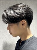 刈り上げ緩めフェザーパーマニュアンスパーマセンターパート