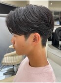 メンズセンターパートウルフセンターパートニュアンスパーマ襟足