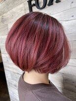 ヘアメイク フォックス 錦店(hair make FOX) 丸みショートボブ×レッドカラー