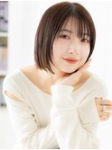 ツヤ髪シースルーバング切りっぱなしボブe古河20代30代40代