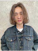 メンズボブウルフメンズロングミディアムレイヤーカット パーマ