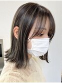 コントラストハイライト/レイヤーカット/ワンレン前髪/小顔/黒髪
