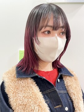 デート 下北沢(DATE) 下北沢ベージュカラー顔周りレイヤーカットハイトーンブリーチ◆