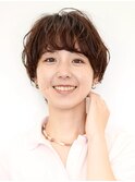 切りっぱなしショート・ボブ/絶壁解消/前髪なし/20代/30代/面長