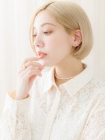 カバーヘア ブリス 志木南口駅前店(COVER HAIR bliss)&nbsp;ハイトーンカラー透明感ホワイトブロンド金髪ボブY志木20代30代