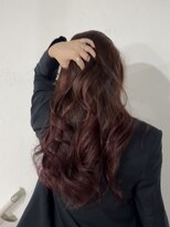 アンフィフォープルコ(AnFye for prco)&nbsp;赤みブラウンの艶ロング×ゆる巻きレイヤー