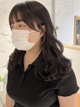 アンド グラフ(& Graph.) オリーブベージュブリーチなし透明感カラー顔まわりカット