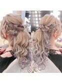 編み込みポニーテール