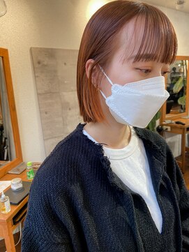 ユニオン(Union) ミニボブ×インナーカラーオレンジ