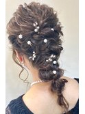およばれヘアアレンジ　結婚式　パーティー　編み下ろし