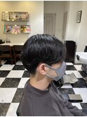 黒髪ニュアンスパーマセンターパート