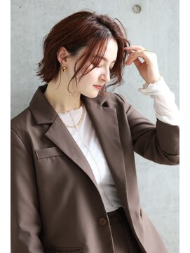 シェール(cher) かきあげバング/ショート/ブラウンレッド【cher西宮北口:IKUKA】