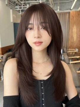 ノイカーム(noi Calm) 顔周りレイヤーカットくびれヘアミルクティーベージュカラー