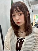 オン眉ワイドバング小顔レイヤーカットさやべびグレージュ2