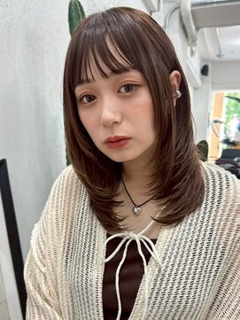 ポーチバイハニー オモテサンドウ(PORCH by HONEY omotesando) オン眉ワイドバング小顔レイヤーカットさやべびグレージュ2