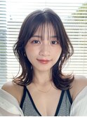 くびれレイヤーミディアム 似合わせカット顔周り顔まわり